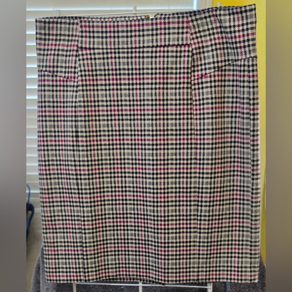 Michael Kors Checkered Pencil Skirt - Black, White, Pink